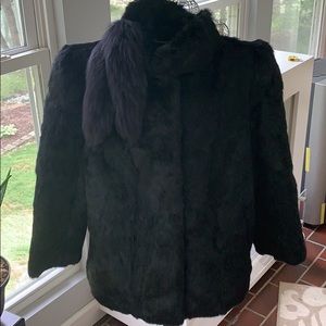Unique 💯 Rabbit Fur w/ attached Scarf & Pockets